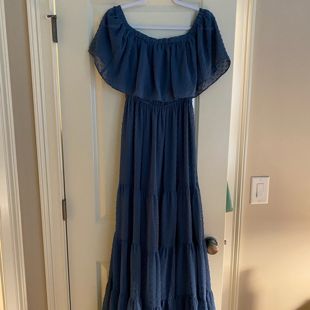 Baltic Born Off-Shoulder Blue Maxi Dress
